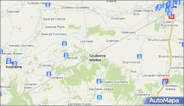 mapa Szulborze-Koty, Szulborze-Koty na mapie Targeo