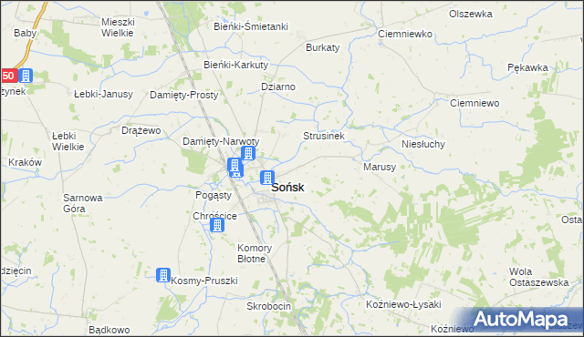 mapa Szwejki gmina Sońsk, Szwejki gmina Sońsk na mapie Targeo