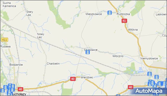 mapa Szybowice, Szybowice na mapie Targeo