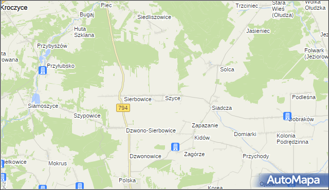 mapa Szyce gmina Pilica, Szyce gmina Pilica na mapie Targeo