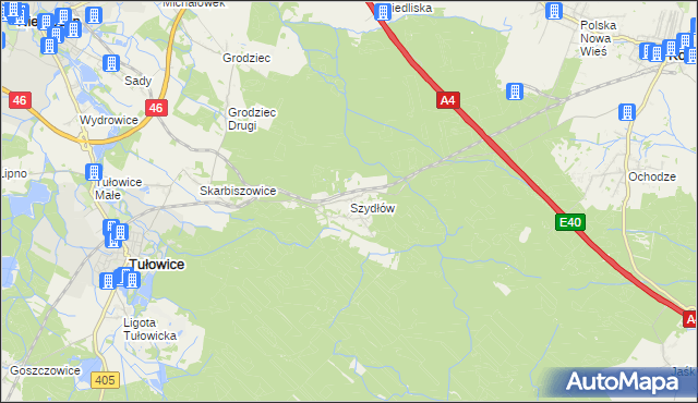 mapa Szydłów gmina Tułowice, Szydłów gmina Tułowice na mapie Targeo