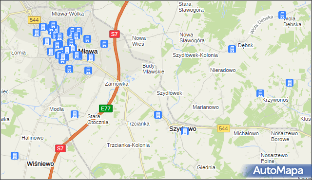 mapa Szydłówek gmina Szydłowo, Szydłówek gmina Szydłowo na mapie Targeo