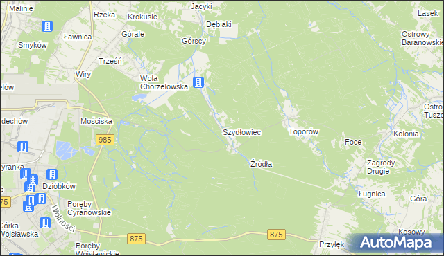 mapa Szydłowiec gmina Mielec, Szydłowiec gmina Mielec na mapie Targeo
