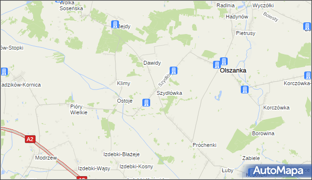 mapa Szydłówka gmina Olszanka, Szydłówka gmina Olszanka na mapie Targeo