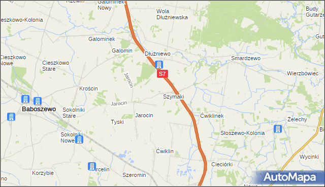 mapa Szymaki gmina Płońsk, Szymaki gmina Płońsk na mapie Targeo