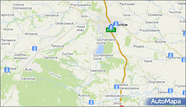 mapa Szymanowice Dolne, Szymanowice Dolne na mapie Targeo