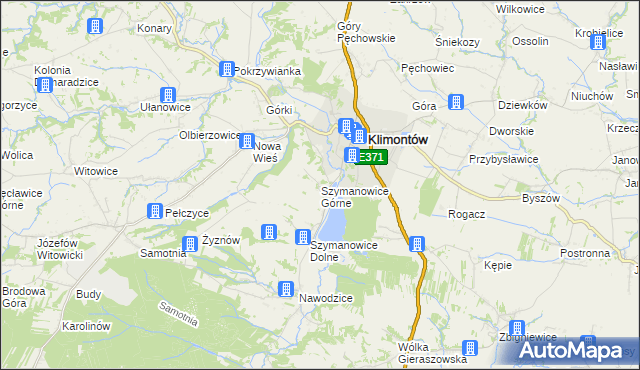 mapa Szymanowice Górne, Szymanowice Górne na mapie Targeo