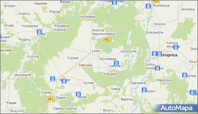 mapa Szynkielów, Szynkielów na mapie Targeo