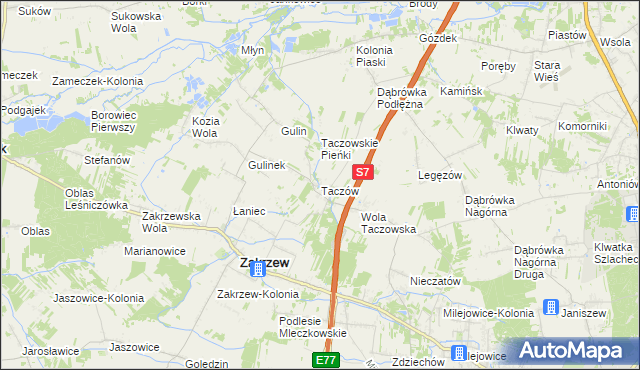 mapa Taczów, Taczów na mapie Targeo