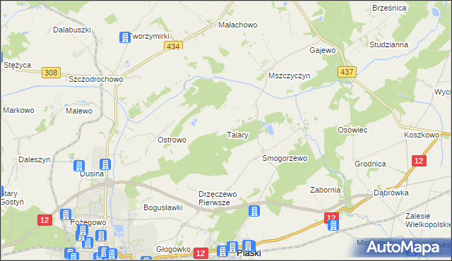 mapa Talary, Talary na mapie Targeo
