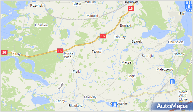 mapa Talusy Osada, Talusy Osada na mapie Targeo