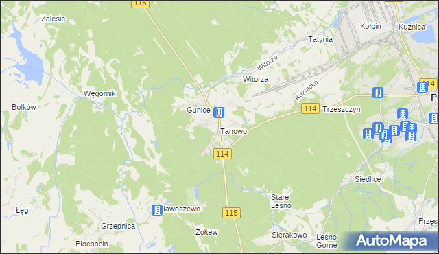 mapa Tanowo, Tanowo na mapie Targeo