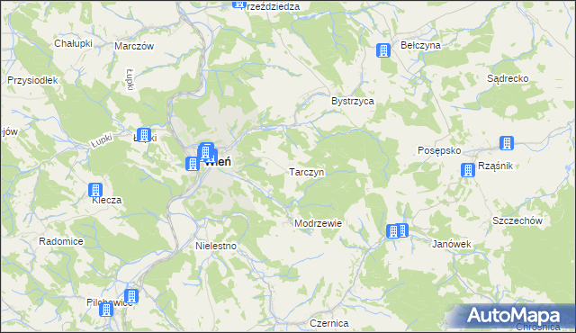 mapa Tarczyn gmina Wleń, Tarczyn gmina Wleń na mapie Targeo