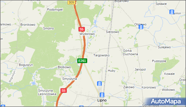 mapa Targowisko gmina Lipno, Targowisko gmina Lipno na mapie Targeo