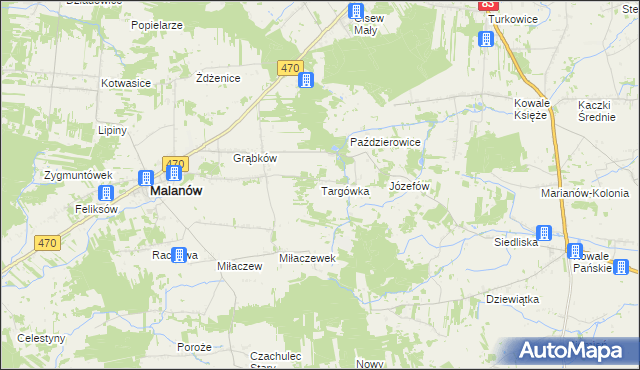 mapa Targówka gmina Malanów, Targówka gmina Malanów na mapie Targeo