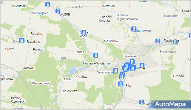 mapa Tarnawa gmina Sędziszów, Tarnawa gmina Sędziszów na mapie Targeo