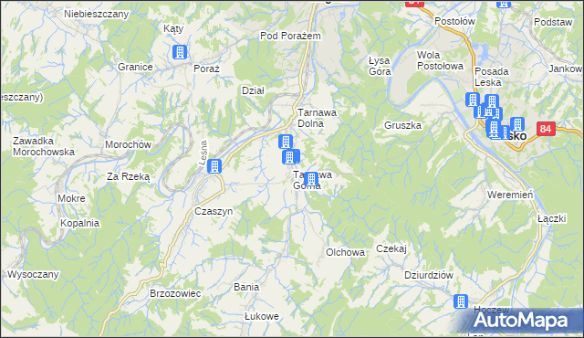 mapa Tarnawa Górna gmina Zagórz, Tarnawa Górna gmina Zagórz na mapie Targeo