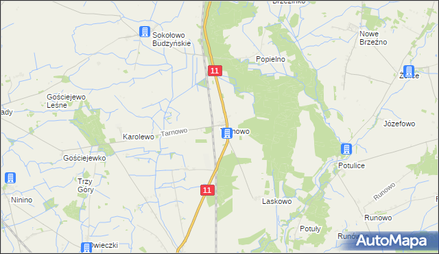 mapa Tarnowo gmina Rogoźno, Tarnowo gmina Rogoźno na mapie Targeo