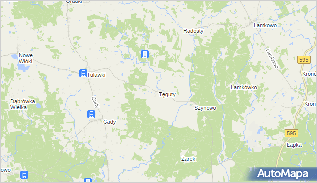 mapa Tęguty, Tęguty na mapie Targeo