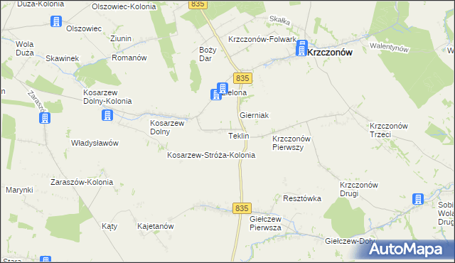 mapa Teklin gmina Krzczonów, Teklin gmina Krzczonów na mapie Targeo