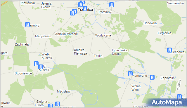 mapa Teklin gmina Trzcinica, Teklin gmina Trzcinica na mapie Targeo