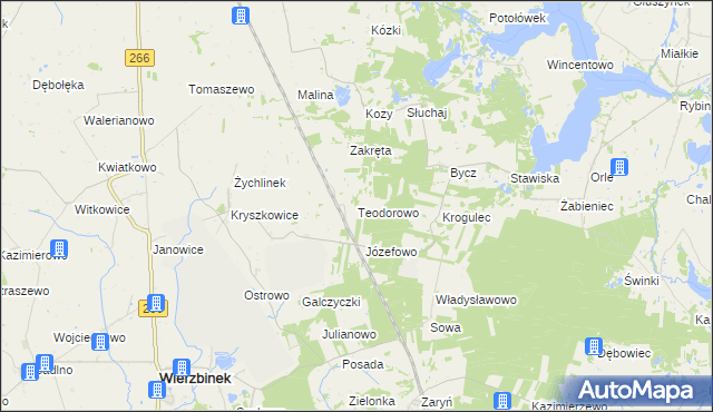 mapa Teodorowo gmina Piotrków Kujawski, Teodorowo gmina Piotrków Kujawski na mapie Targeo