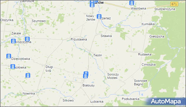 mapa Teolin gmina Janów, Teolin gmina Janów na mapie Targeo