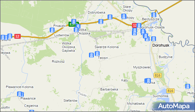 mapa Teosin, Teosin na mapie Targeo