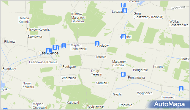 mapa Teresin gmina Leśniowice, Teresin gmina Leśniowice na mapie Targeo