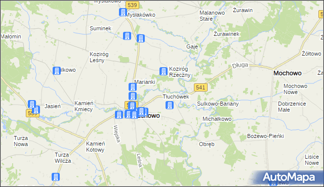 mapa Tłuchówek, Tłuchówek na mapie Targeo