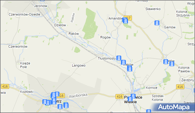 mapa Tłustomosty, Tłustomosty na mapie Targeo