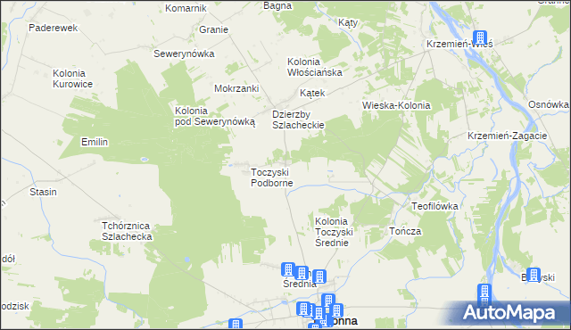 mapa Toczyski Średnie, Toczyski Średnie na mapie Targeo