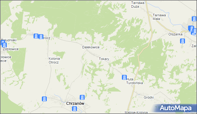 mapa Tokary gmina Turobin, Tokary gmina Turobin na mapie Targeo