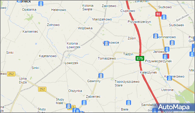 mapa Tomaszewo gmina Bądkowo, Tomaszewo gmina Bądkowo na mapie Targeo