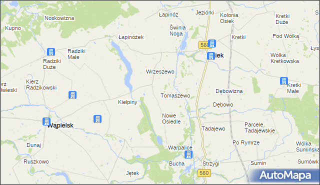 mapa Tomaszewo gmina Osiek, Tomaszewo gmina Osiek na mapie Targeo