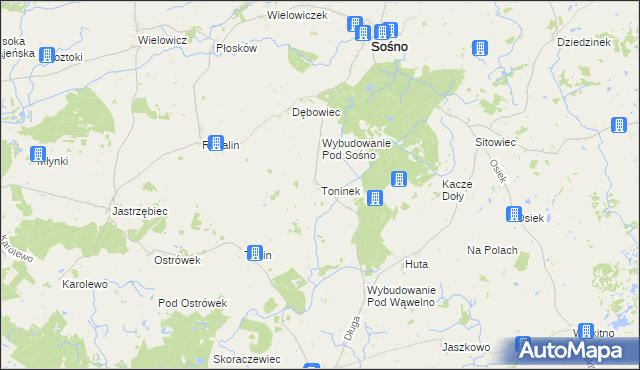 mapa Toninek, Toninek na mapie Targeo