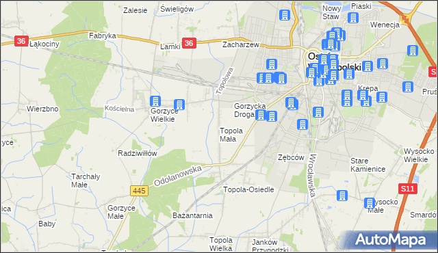 mapa Topola Mała, Topola Mała na mapie Targeo