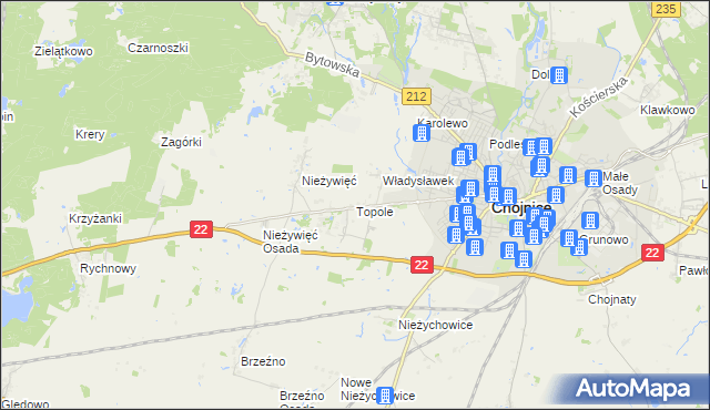 mapa Topole, Topole na mapie Targeo