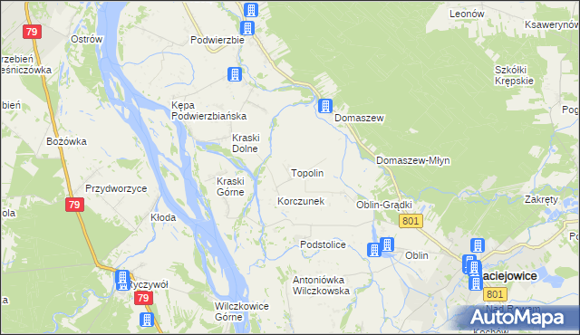 mapa Topolin gmina Maciejowice, Topolin gmina Maciejowice na mapie Targeo