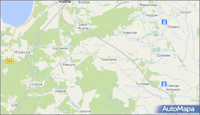 mapa Toszowice, Toszowice na mapie Targeo