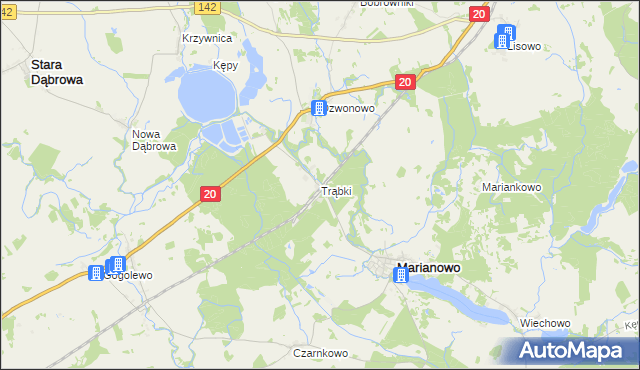 mapa Trąbki gmina Marianowo, Trąbki gmina Marianowo na mapie Targeo