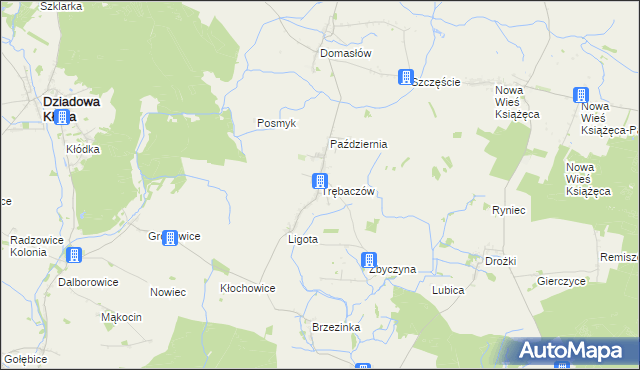 mapa Trębaczów gmina Perzów, Trębaczów gmina Perzów na mapie Targeo