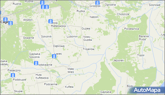 mapa Trojanów gmina Mrozy, Trojanów gmina Mrozy na mapie Targeo