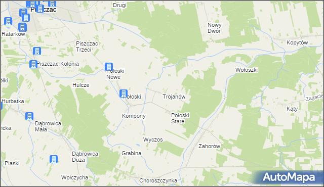 mapa Trojanów gmina Piszczac, Trojanów gmina Piszczac na mapie Targeo