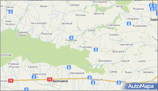 mapa Truskolasy gmina Sadowie, Truskolasy gmina Sadowie na mapie Targeo