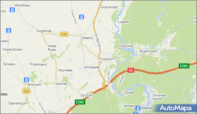 mapa Tryszczyn, Tryszczyn na mapie Targeo