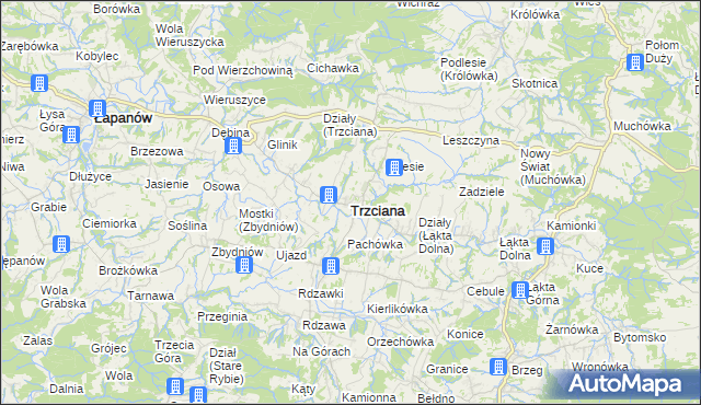 mapa Trzciana powiat bocheński, Trzciana powiat bocheński na mapie Targeo