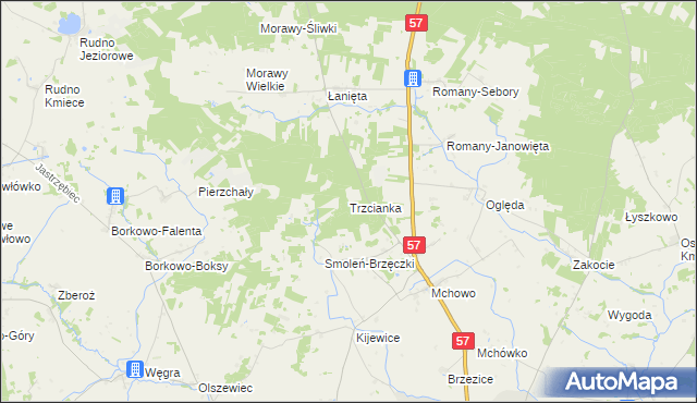 mapa Trzcianka gmina Przasnysz, Trzcianka gmina Przasnysz na mapie Targeo