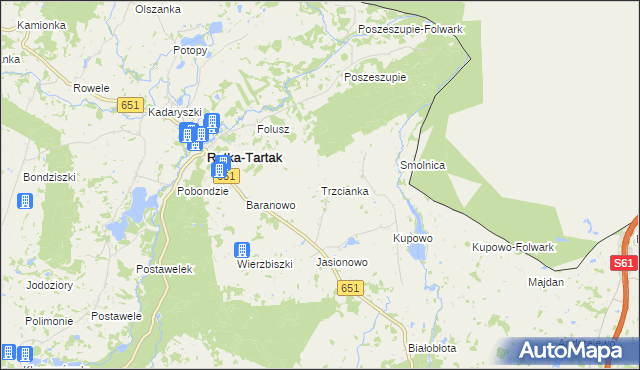 mapa Trzcianka gmina Rutka-Tartak, Trzcianka gmina Rutka-Tartak na mapie Targeo