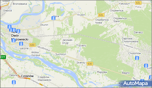 mapa Trzciany gmina Jabłonna, Trzciany gmina Jabłonna na mapie Targeo